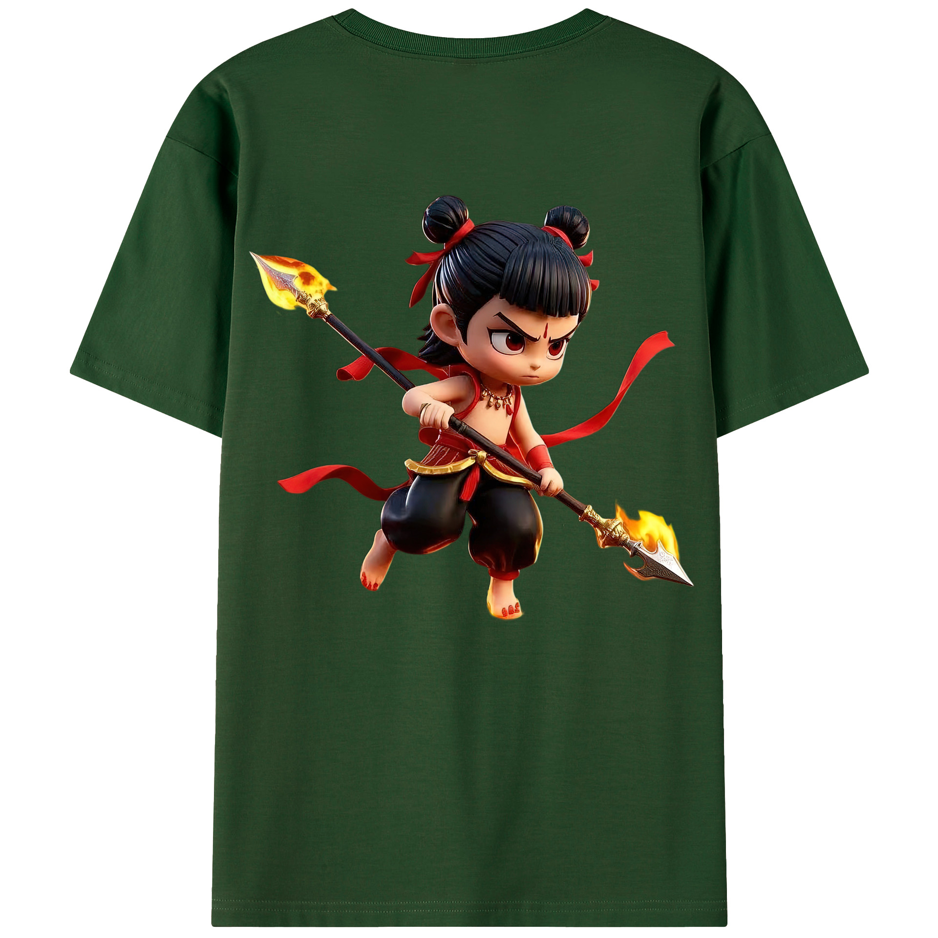 （画像用） Ne Zha 2 ナタ 魔童の大暴れ 綿100％半袖Tシャツ（背面プリント）